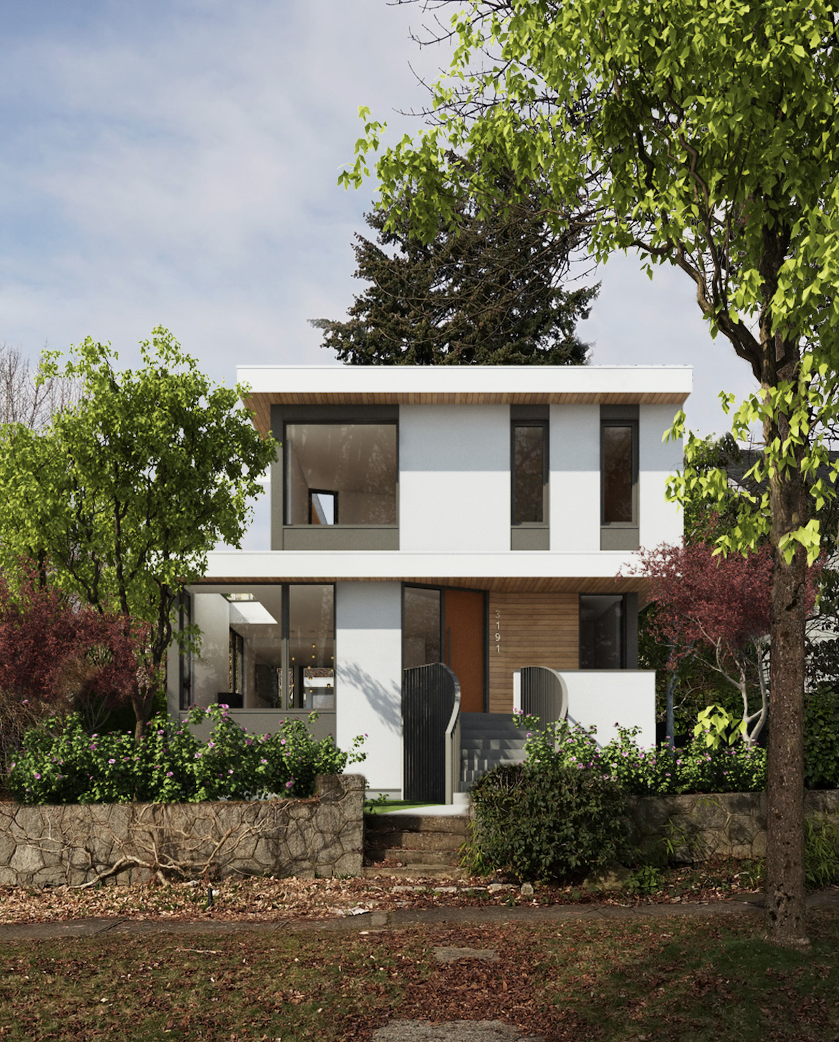 Front entrance to a modern custom home