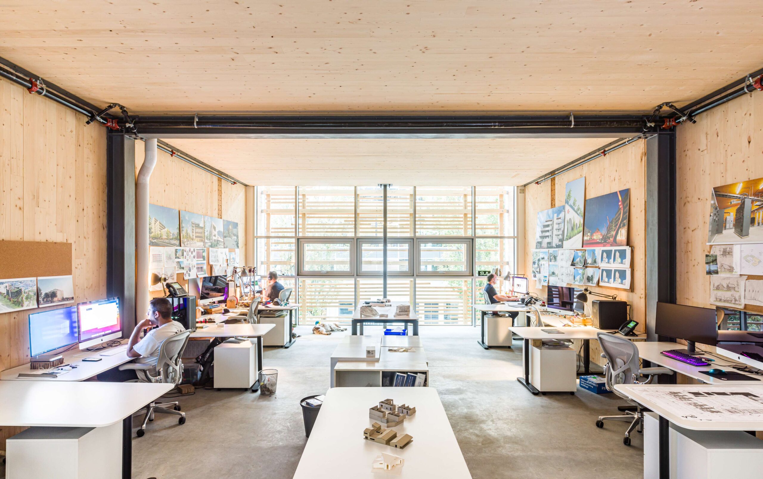 Wood panelled office interior